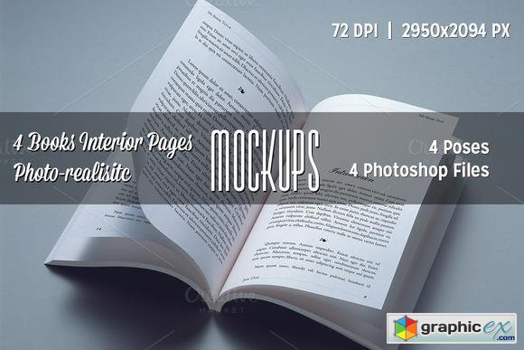 4 Books Interior Pages Mockups 53733