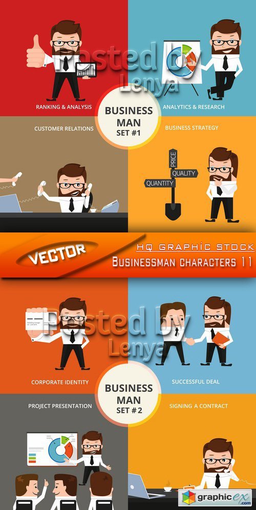 Stock Vector - Businessman characters 11