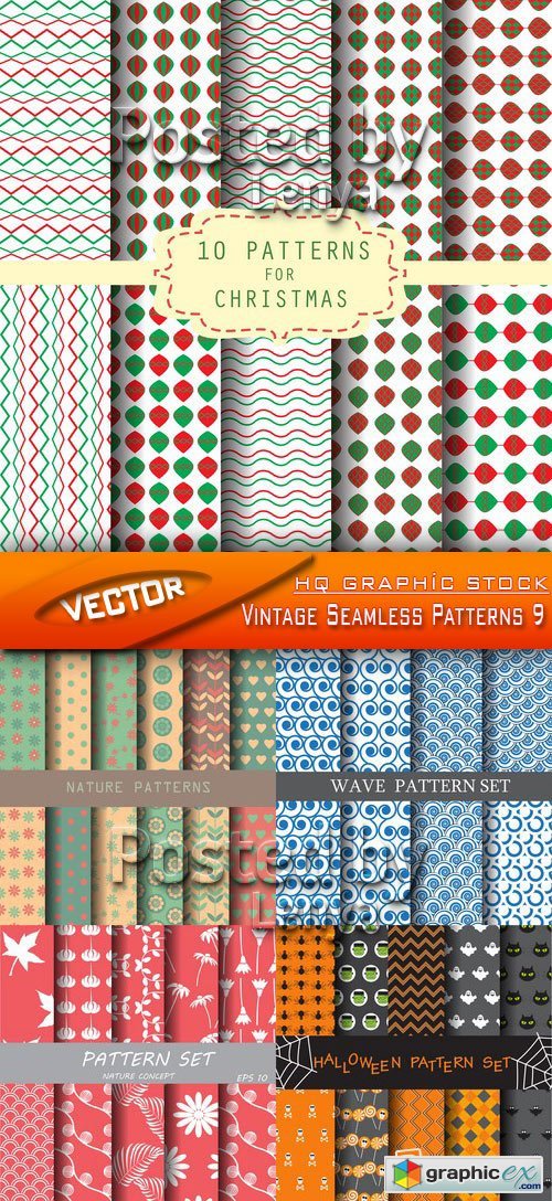 Stock Vector - Vintage Seamless Patterns 9