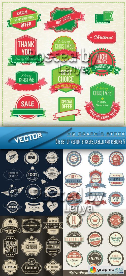 Stock Vector - Big set of vector stickers,labels and ribbons 5