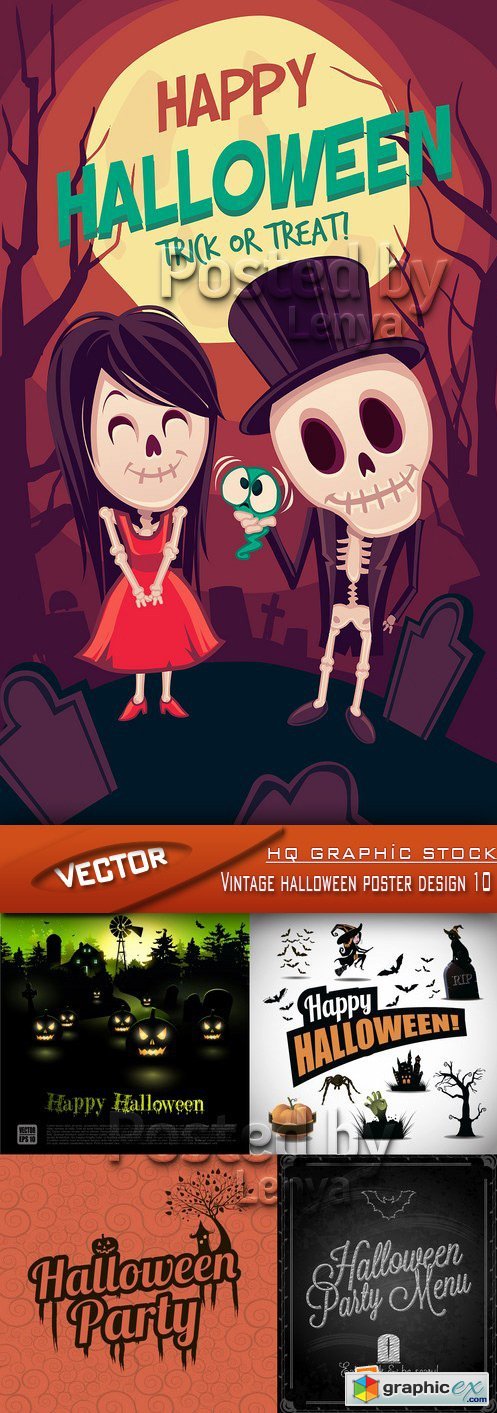Stock Vector - Vintage halloween poster design 10