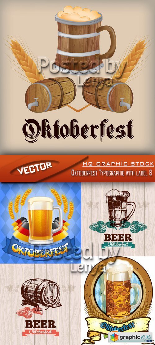 Stock Vector - Oktoberfest Typographic with label 8