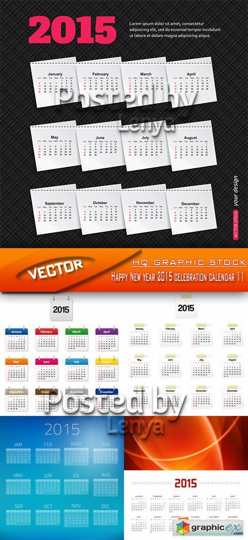 Stock Vector - Happy New year 2015 celebration calendar 11
