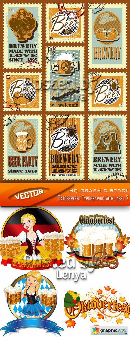 Stock Vector - Oktoberfest Typographic with label 7