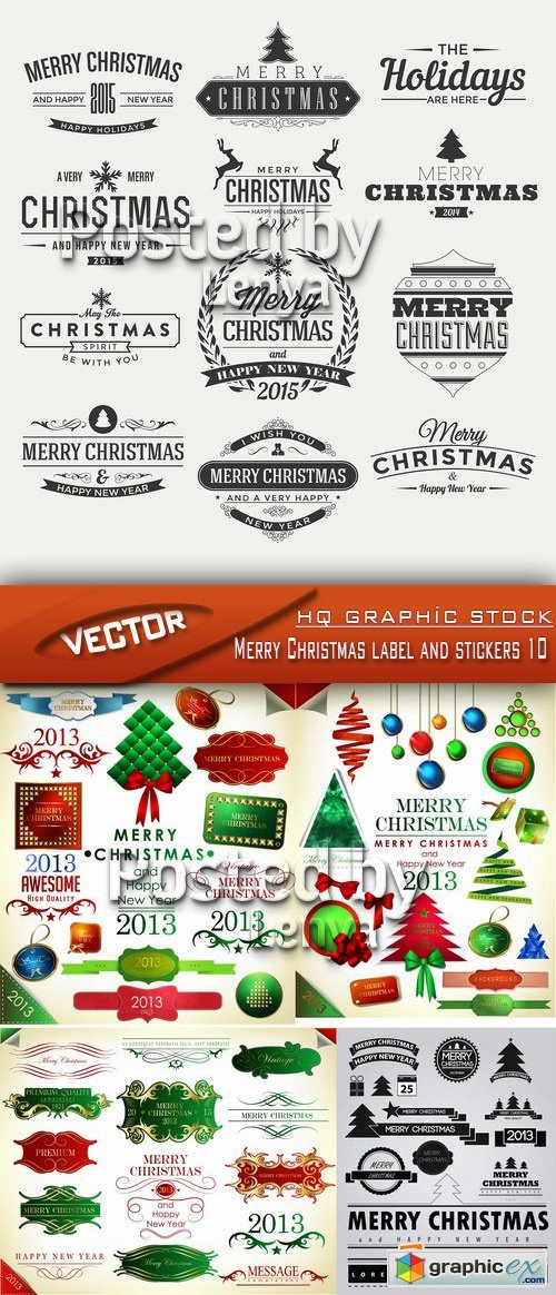 Stock Vector - Merry Christmas label and stickers 10