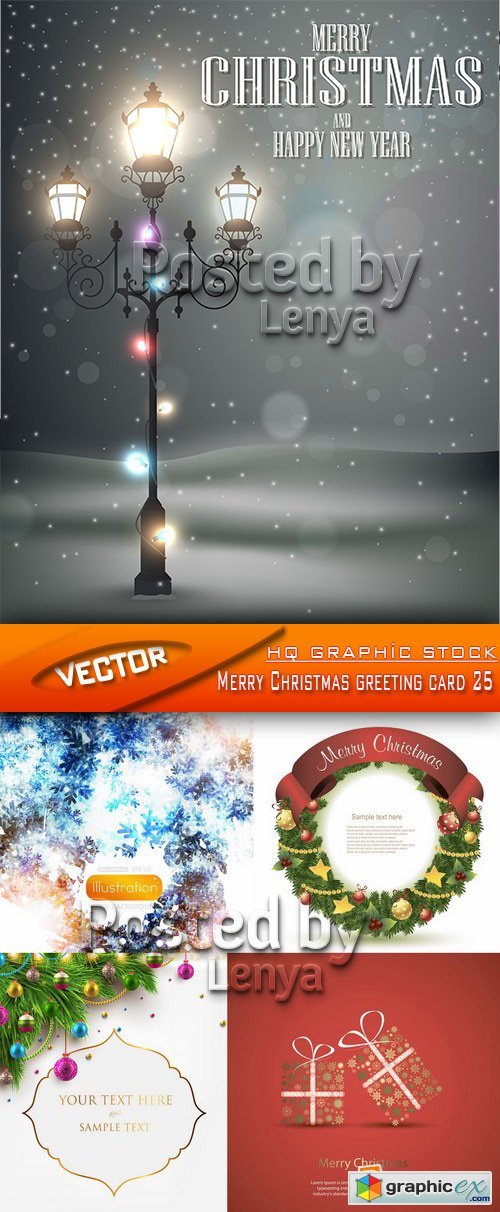 Stock Vector - Merry Christmas greeting card 25