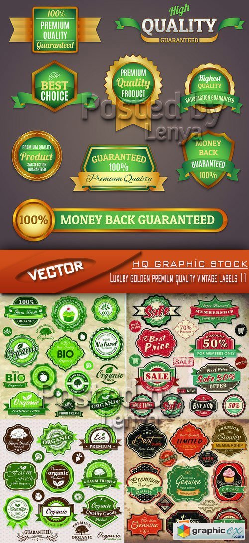 Stock Vector - Luxury golden premium quality vintage labels 11
