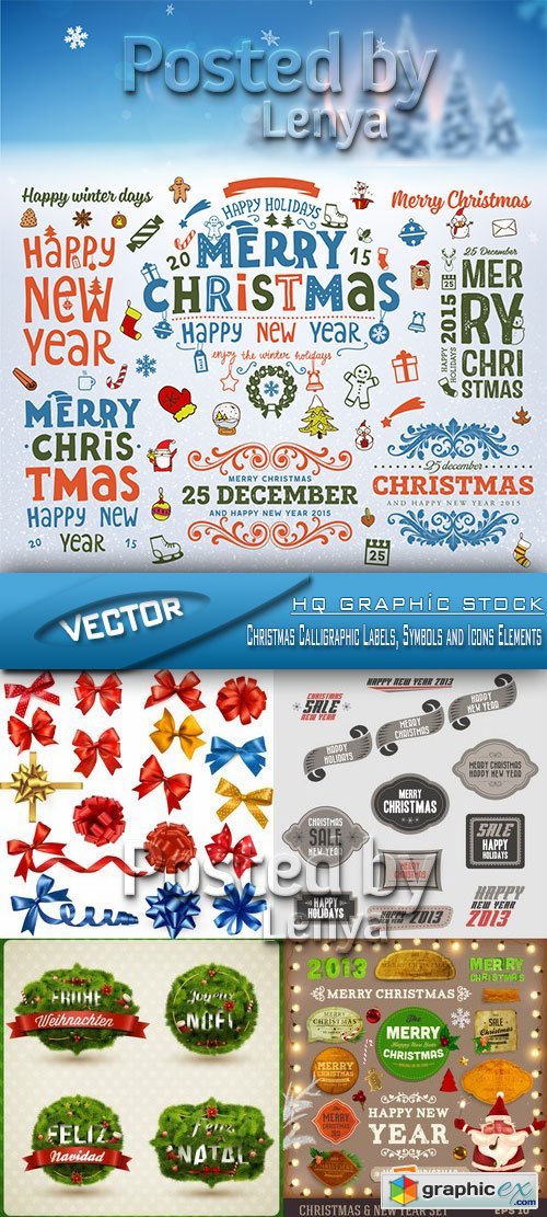 Stock Vector - Christmas Calligraphic Labels, Symbols and Icons Elements