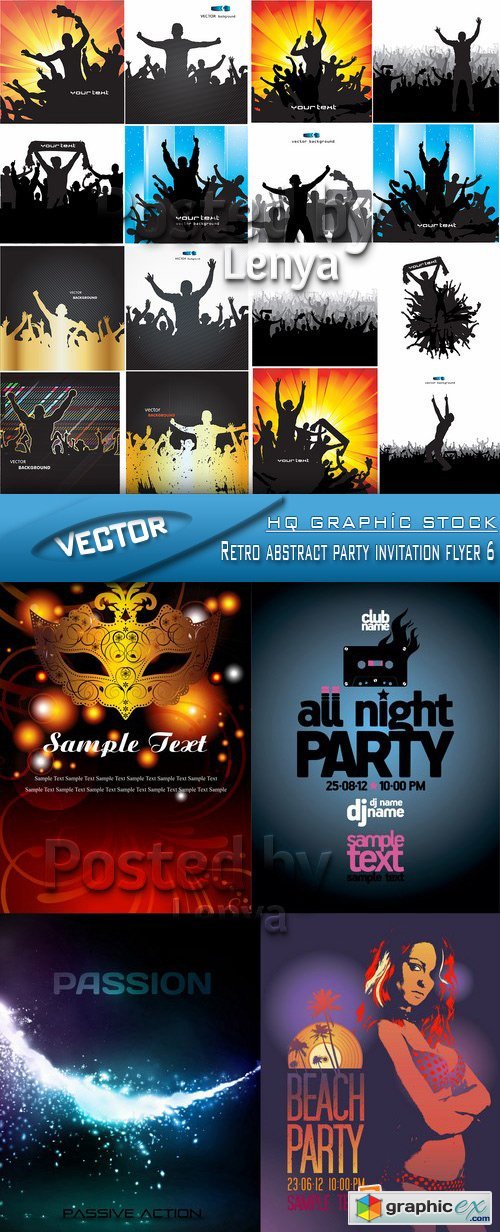 Stock Vector - Retro abstract party invitation flyer 6