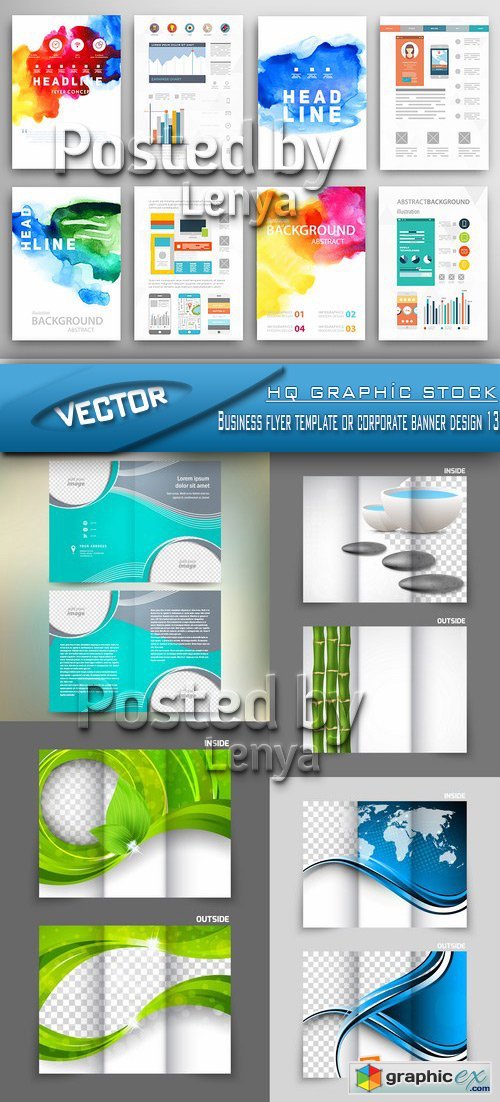 Stock Vector - Business flyer template or corporate banner design 13