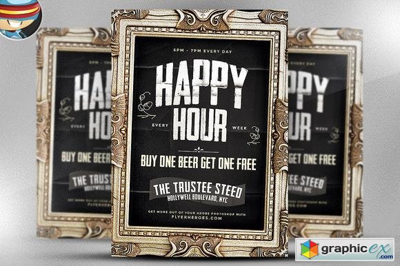Framed Happy Hour PSD Flyer Template  63182