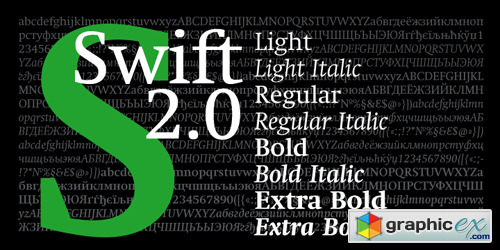 Swift 2.0 Cyrillic Font Family - 8 Fonts for $740