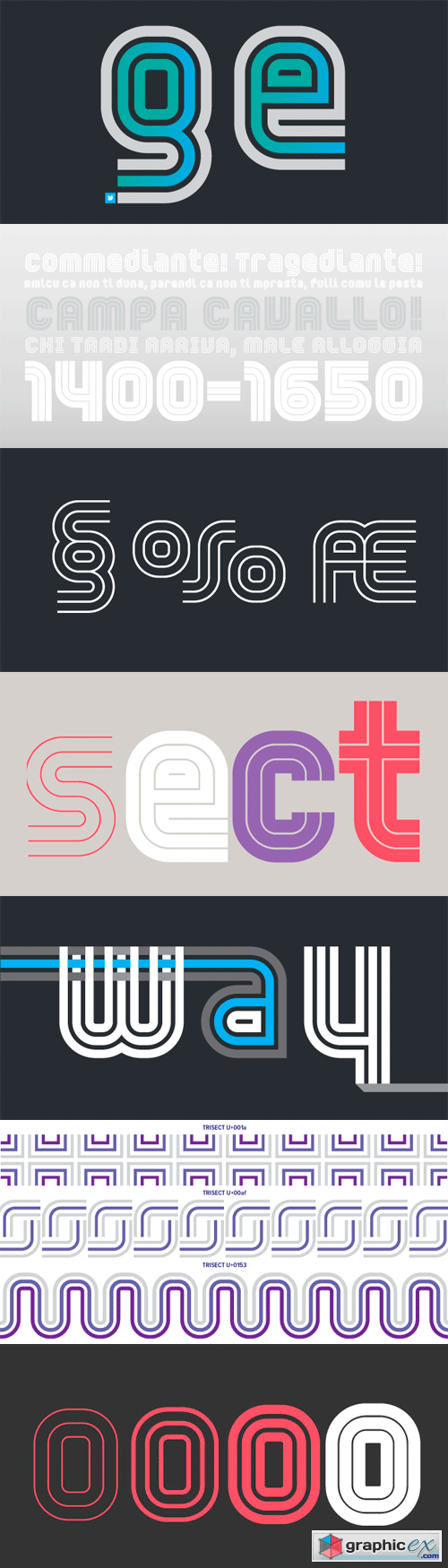 YWFT Trisect Font Family - 8 Fonts for $100