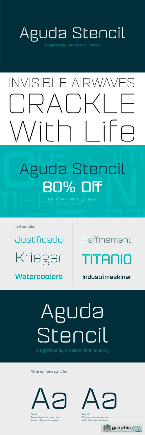 Aguda Stencil Font Family - 8 Fonts for $150
