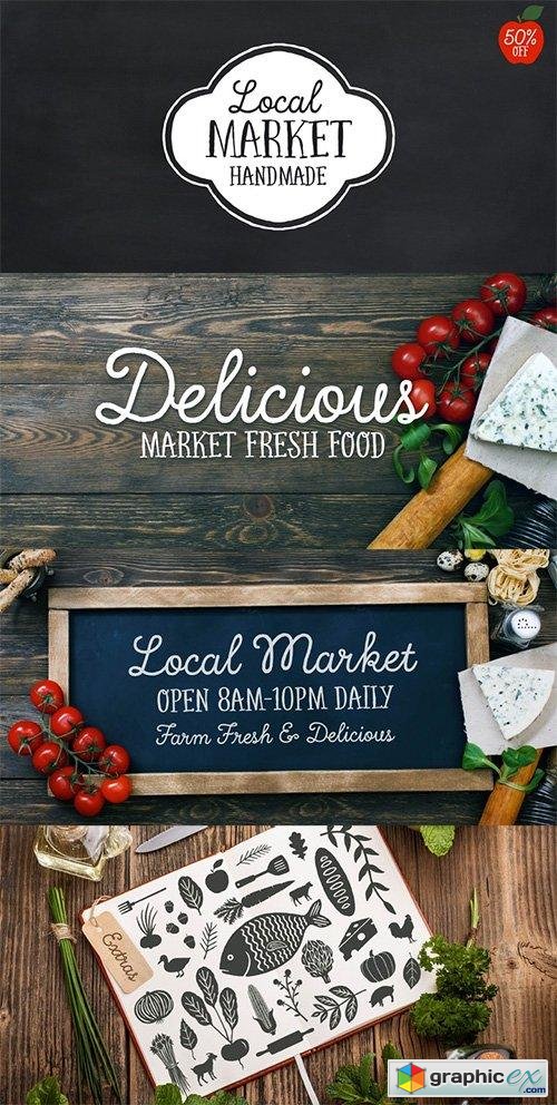 Local Market Font Family - 9 Fonts $55