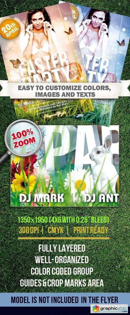 Easter Party - PSD flyer template on a spring and Ester theme