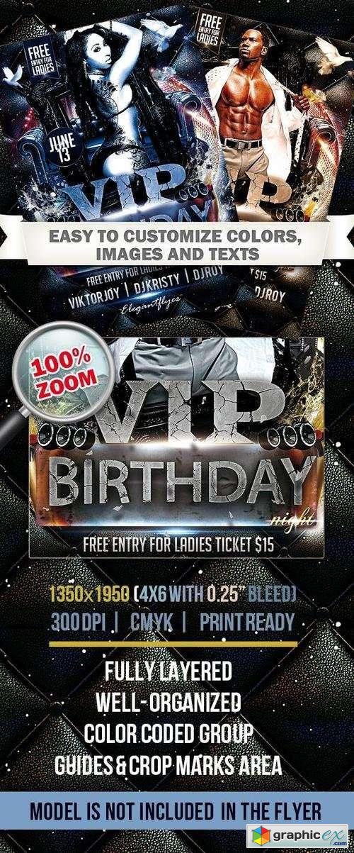 VIP Birthday Night  Club and Party Flyer PSD Template