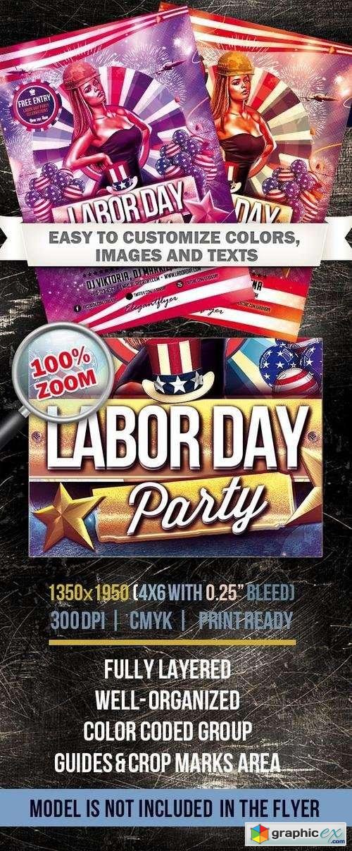 Labor Day  Club and Party Flyer PSD Template