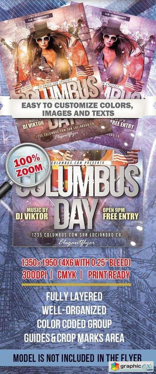 Columbus Day  Club and Party Flyer PSD Template