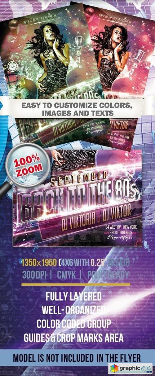 Back To The 80s  Club and Party Flyer PSD Template