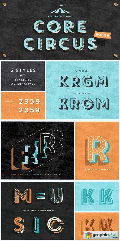 Core Circus Rough Font Family - 17 Fonts