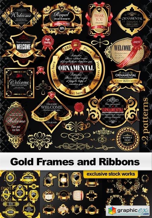 Gold Frames and Ribbons - 28 EPS, AI