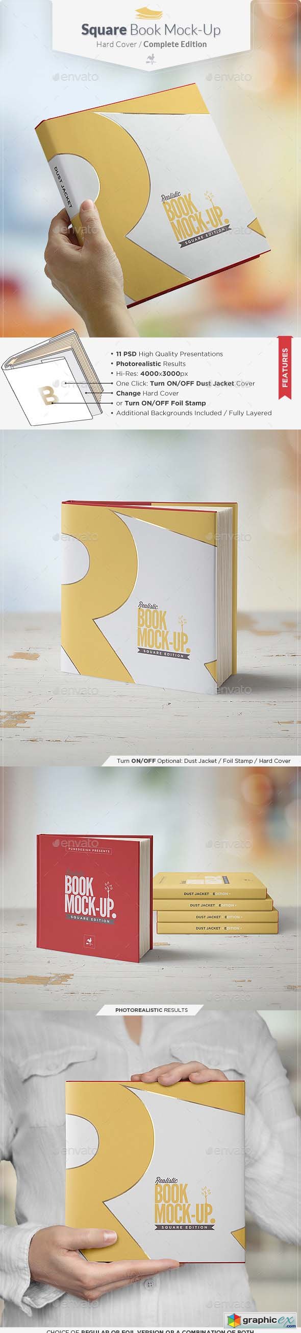 Square Book Mock-up / Dust Jacket Complete Edition 9469504