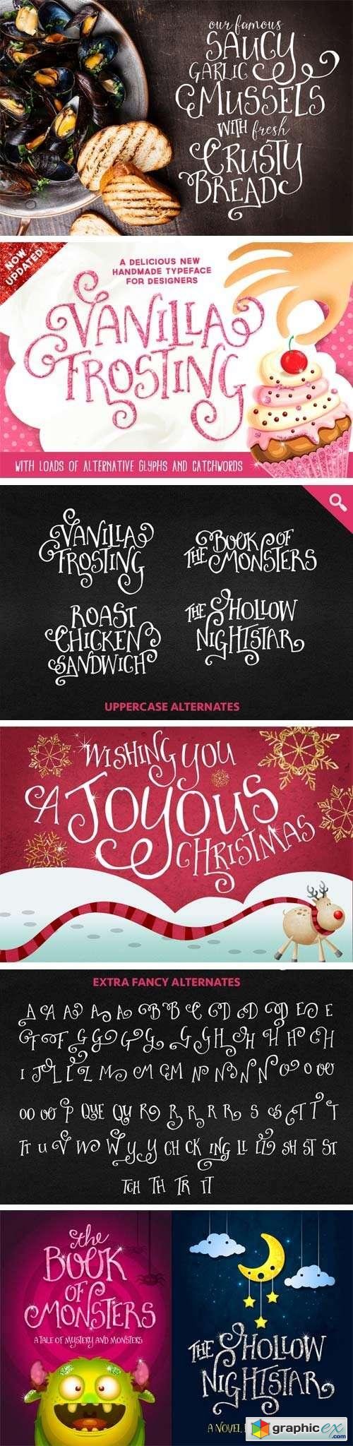 Vanilla Frosting Font Family - 3 Fonts for $25 (+ 4 Glitter Photoshop Styles)