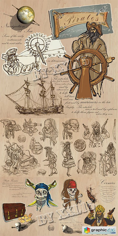 Pirates - hand drawn vector pack