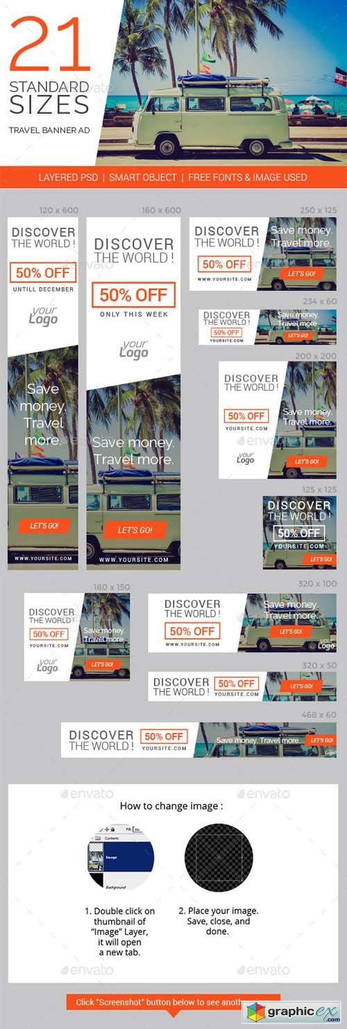 Travel & Vacation Web Ad Marketing Banners