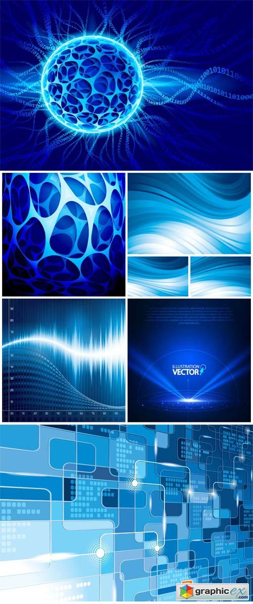 Blue vector background with abstraction, shining line