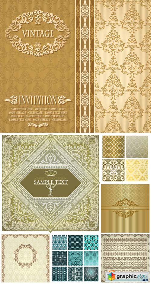 Vintage backgrounds in vector, ornaments and patterns