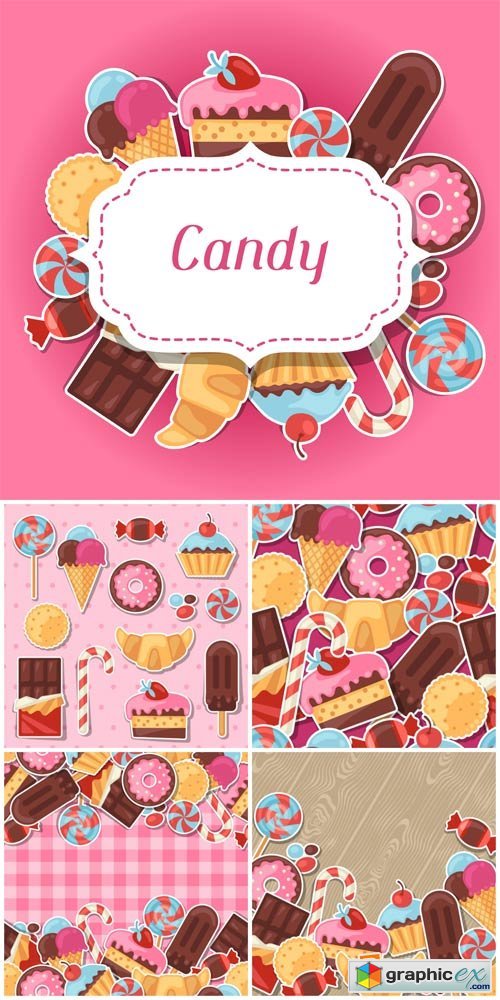 Sweets, vector backgrounds with chocolates