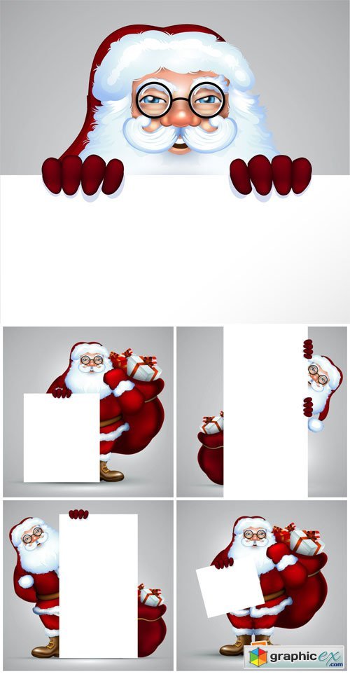 Christmas vector Santa Claus with poster