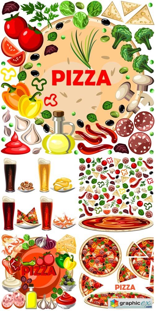 Pizza ingredients for pizza vector