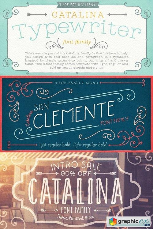 Catalina Italics Font Family - 34 Fonts 340$