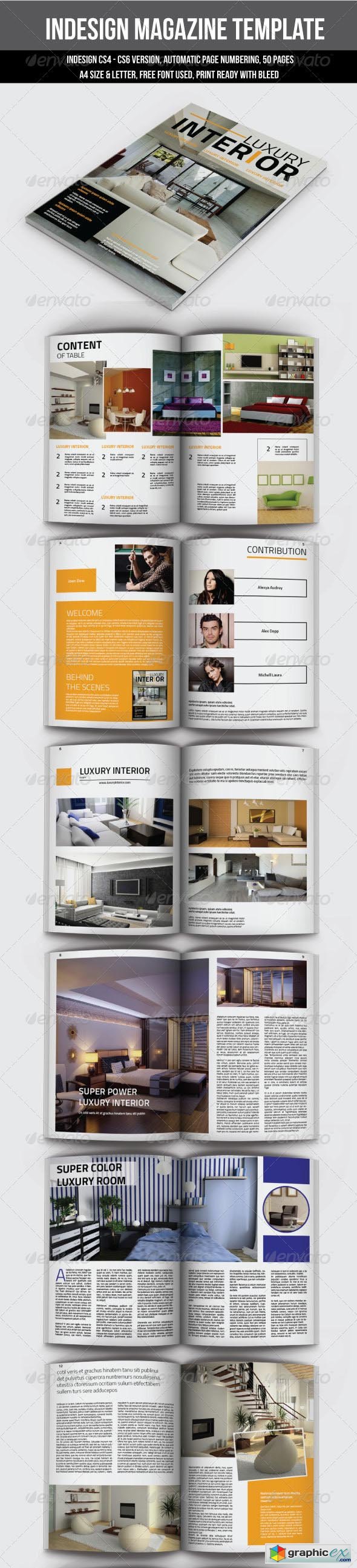 Indesign Magazine Template 50 Page