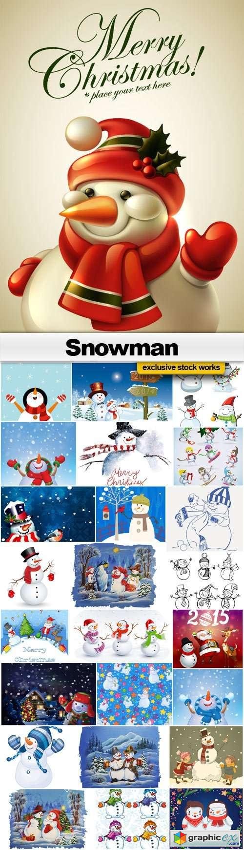 Snowman Vector Collection - 25x EPS
