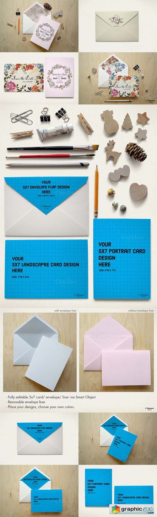 5x7 Card/Envelope/Objects Mock Up