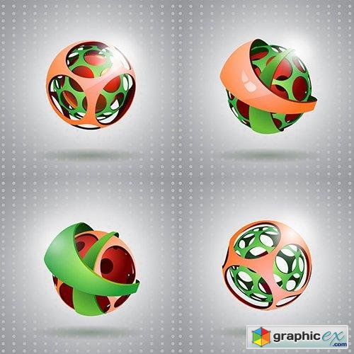 Abstract 3D Technology Sphere Vector Set