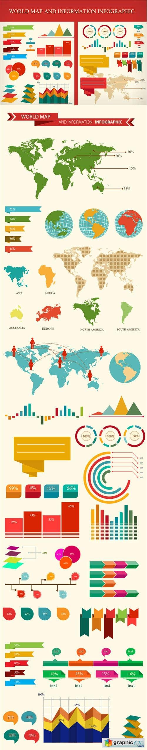 World Map and Information Infographic Set
