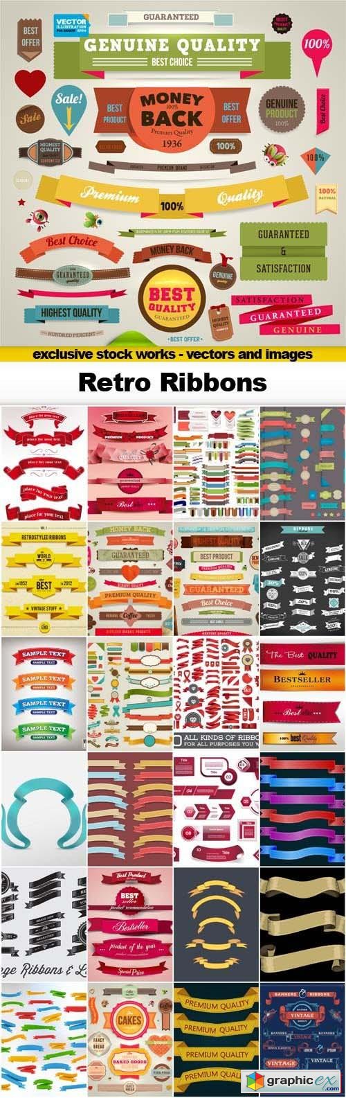Retro Ribbons - 25x EPS