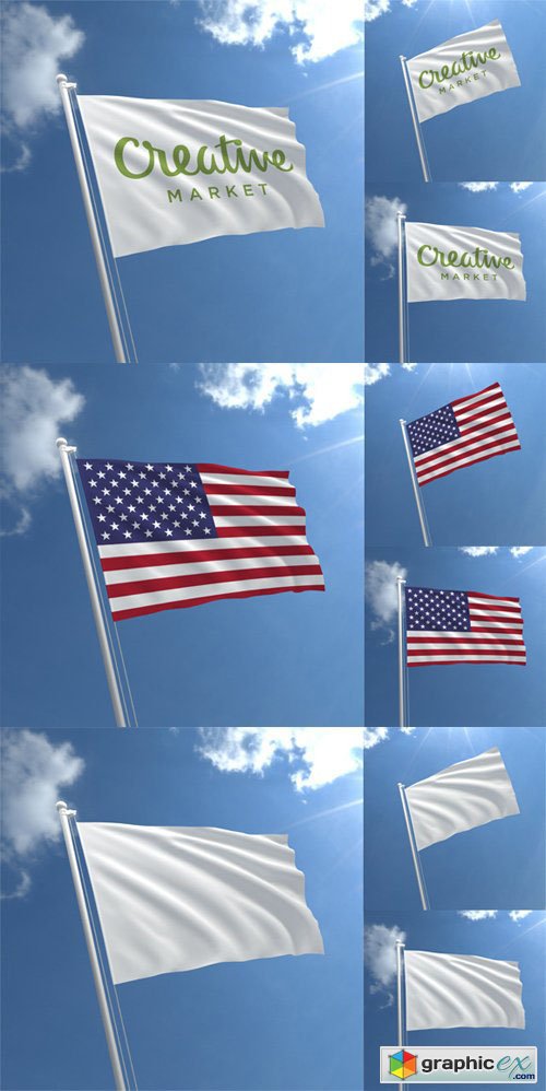 3D Flag Mock-Ups