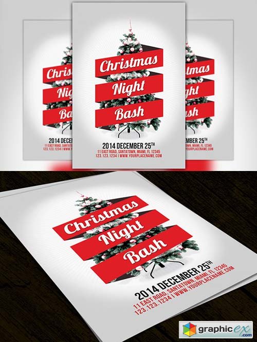  Minimal Christmas Night Bash Flyer