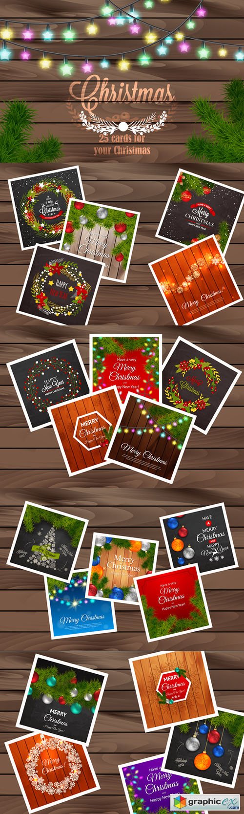  Set of 25 Christmas cards