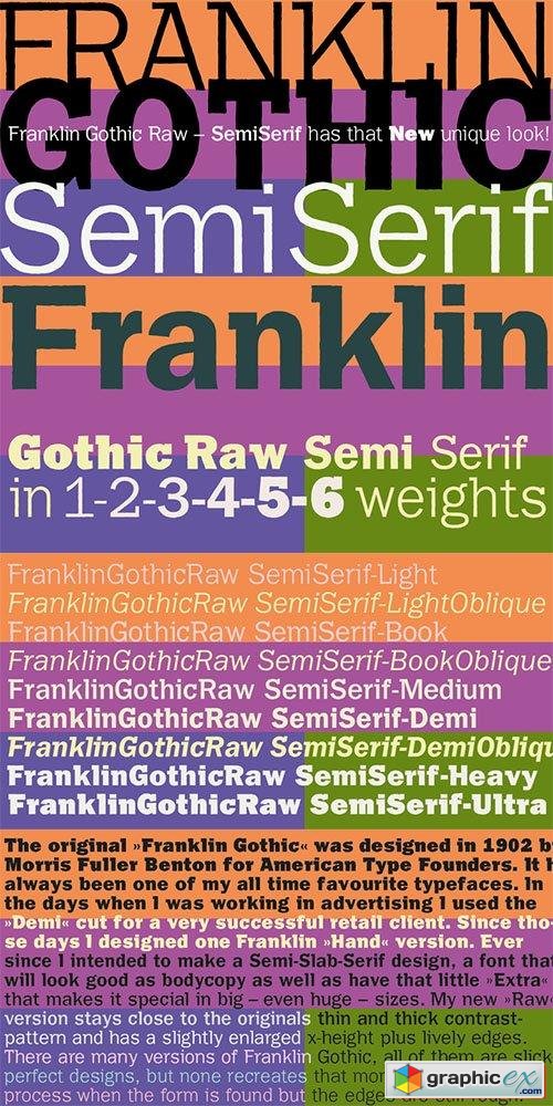 Franklin Gothic Raw Semi Serif Font Family - 8 Fonts $156