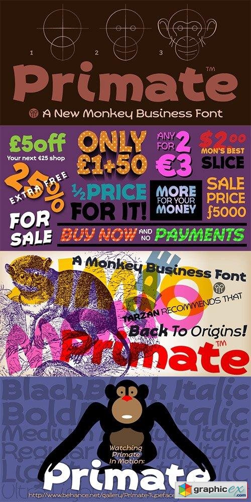 Primate Font Family - 12 Fonts $240
