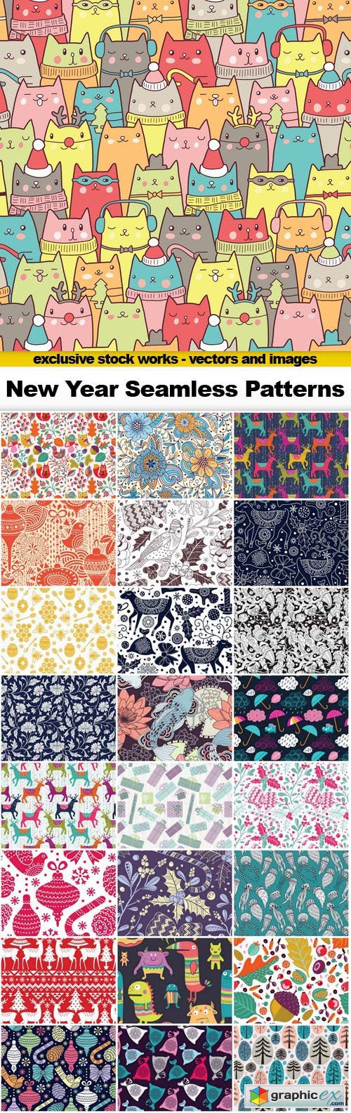 New Year Seamless Patterns - 25x EPS