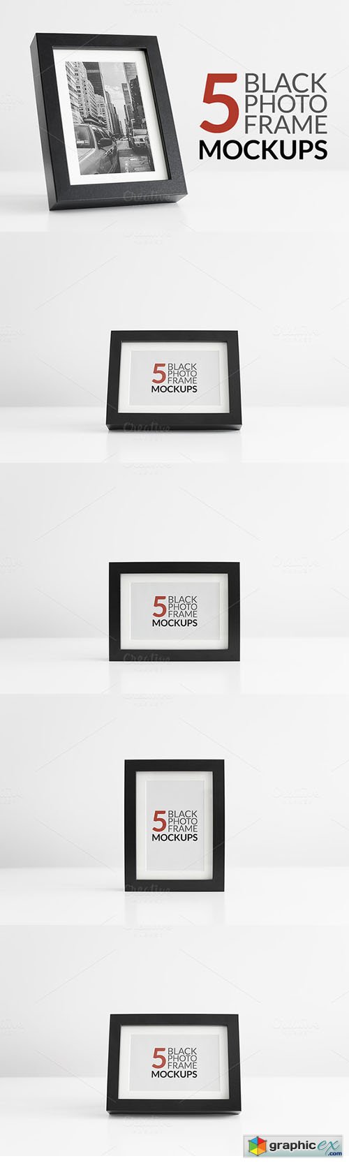 5 Black Photo Frame Mockups