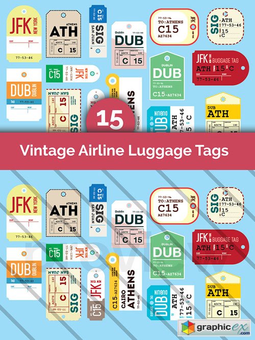 15 Vintage Airline Luggage Tags